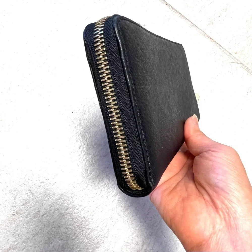 MICHAEL KORS Jet Set Travel Large Crossgrain Leather Wallet black womens